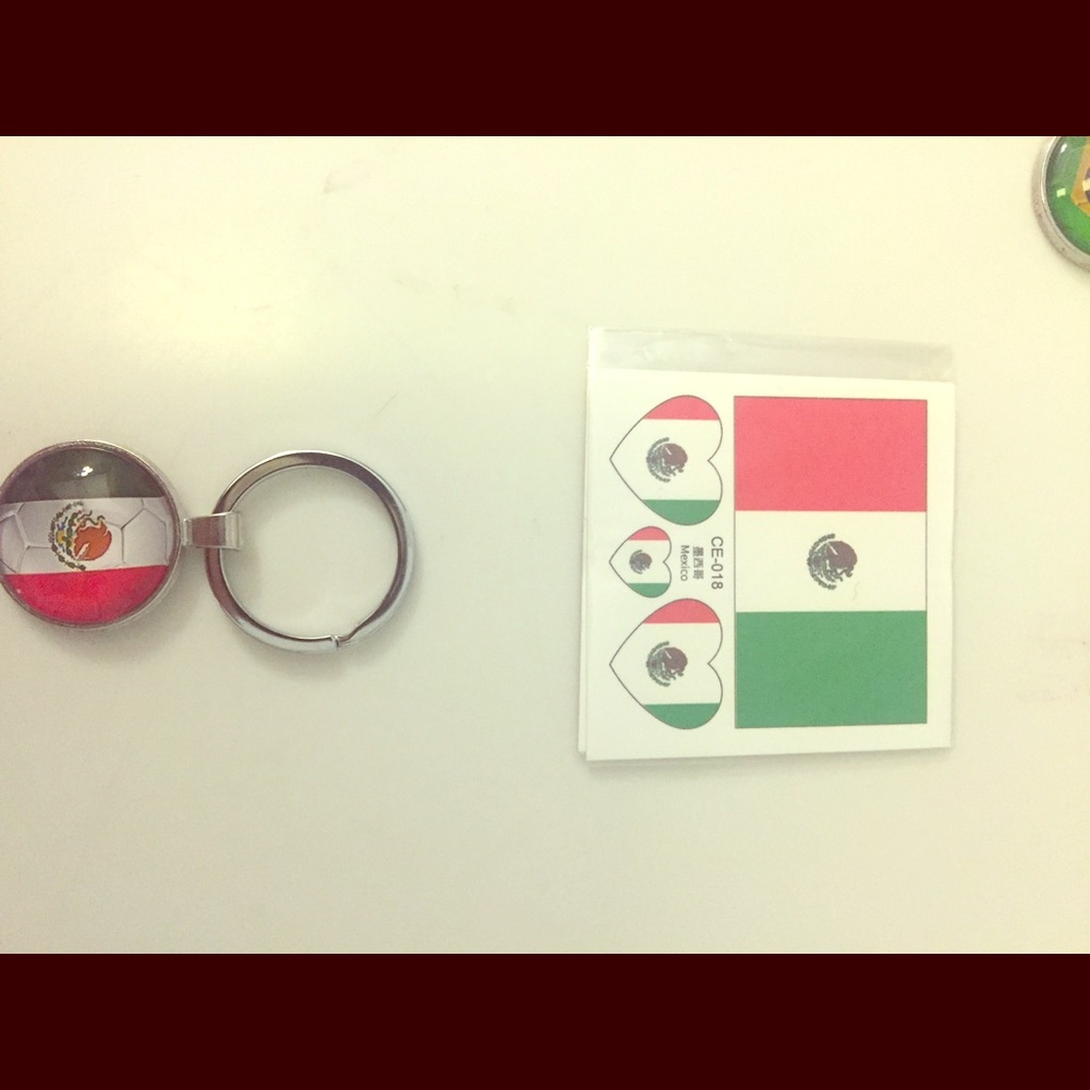 Support your team Mexico flag tattoo and keychain